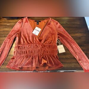 Rust Orange Velvet Tunic NWT